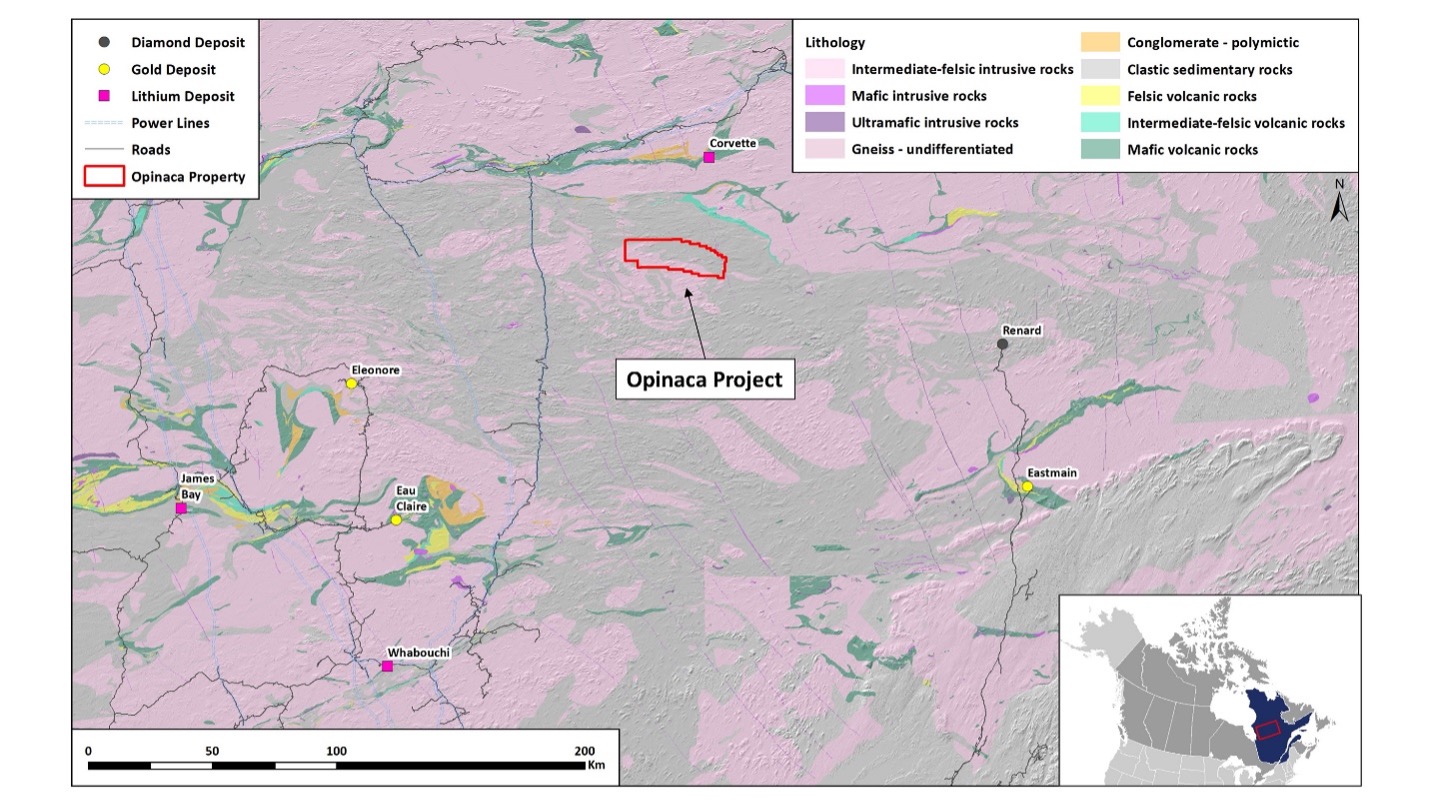 Figure 1. Location Map of the Opinaca Project