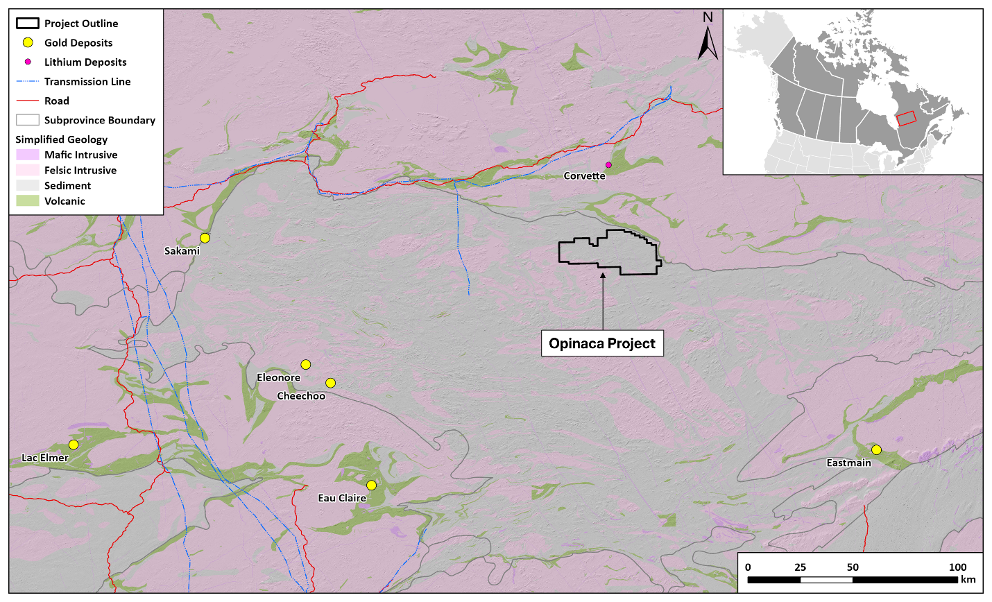Figure 2. Opinaca Project location