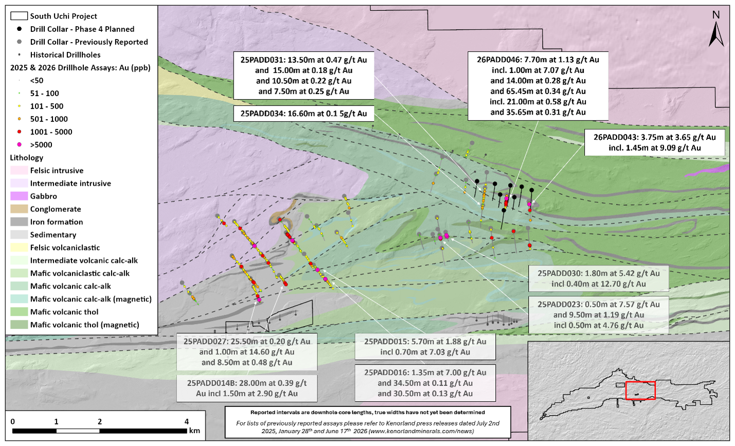 Figure 1. Plan map of Papaonga with planned Phase 4 drill hole locations along the North Papa trend